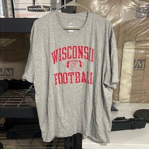 Fanatics Gray and Red Wisconsin Short Sleeve Tee